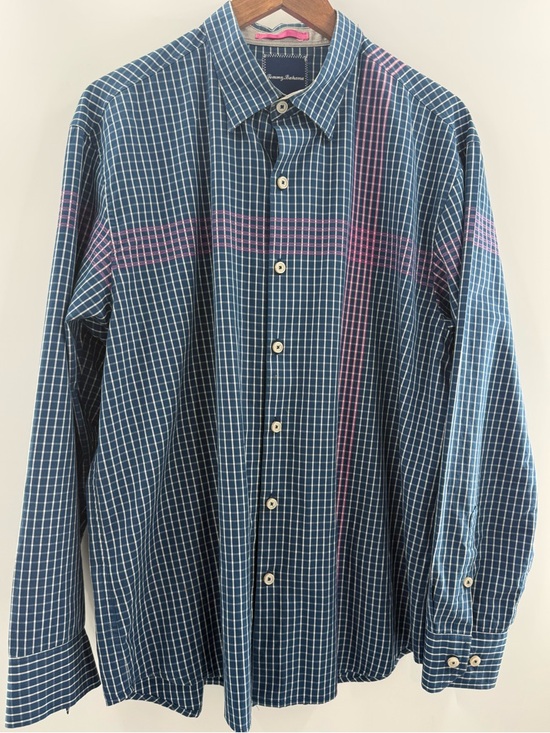 Tommy Bahama Other - Tommy Bahama Men’s 100% Cotton Checked Button Up Long Sleeve Blue Size Large